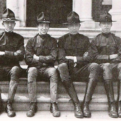 Photo of soldiers sitting on steps