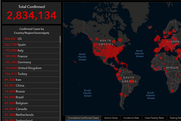 JHU covid tracking map