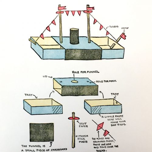 Diagram for making a matchbox ship