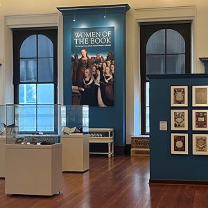 installation view of Women of the Book exhibition at the George Peabody Library