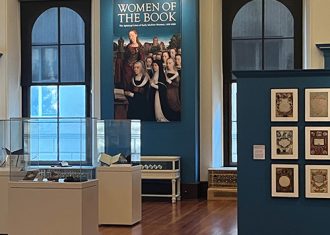 installation view of Women of the Book exhibition at the George Peabody Library