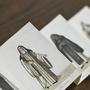 illustrations of nuns on accordion folded card