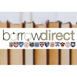 BorrowDirect logo with stack of books