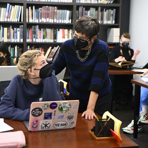 JHU Professor Martha Jones and a student