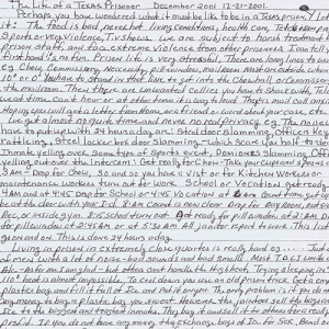 detail of handwritten page from the American Prison Writing Archive