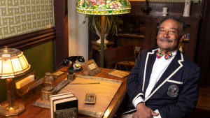 Wally Lumpkin in the museum