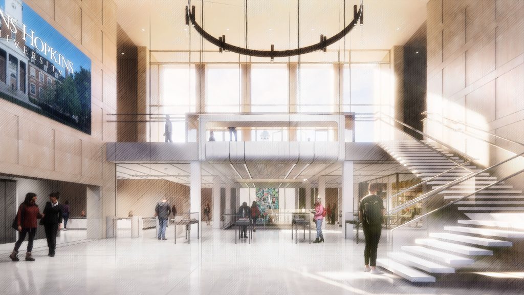 Architectural rendering of the M-Level entrance