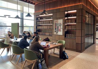 students studying in the Frary Library