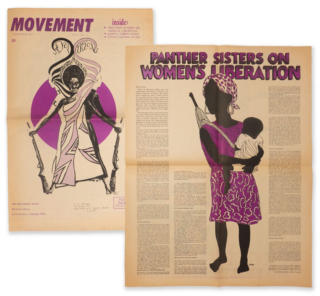 The cover and internal page of an issue of Movement