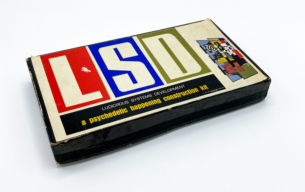 Colorful board game box.
